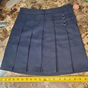 Navy Blue Pleated Skirt